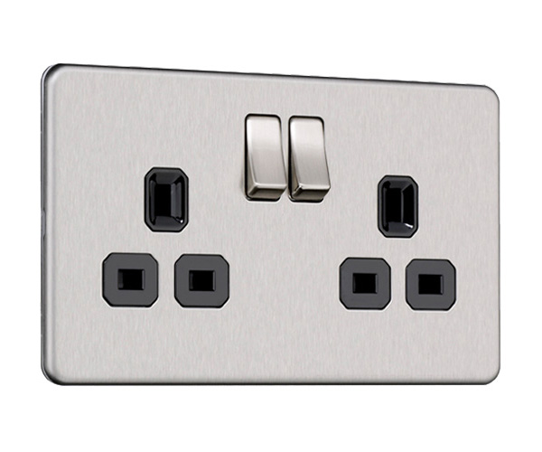 Flat Plate 45A DP Cooker Control Unit and 13A Single Socket with Neon