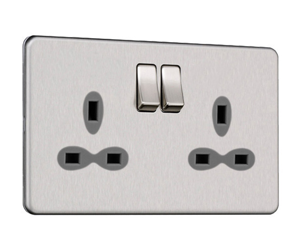 Slimline Screwless 1G Socket with Dual USB Charger (2.1A)