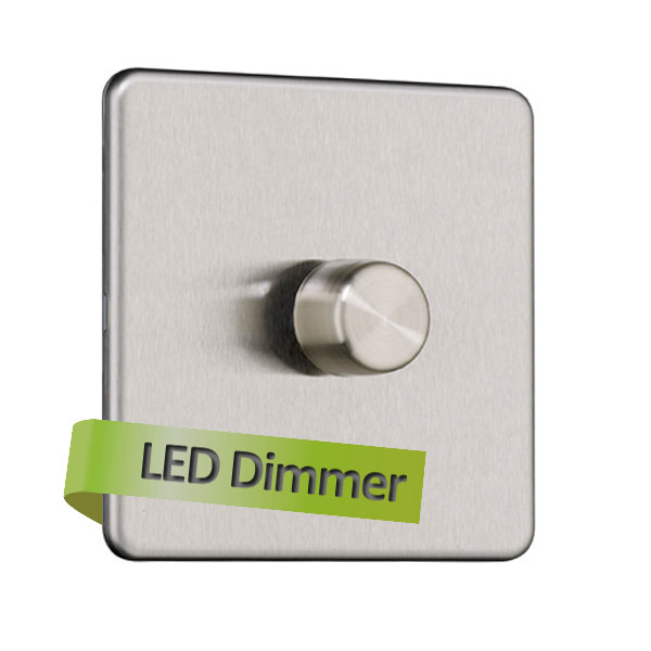 Slimline Screwless 1G 2 way 200W Universal LED Dimmer Switch (Trailing Edge)