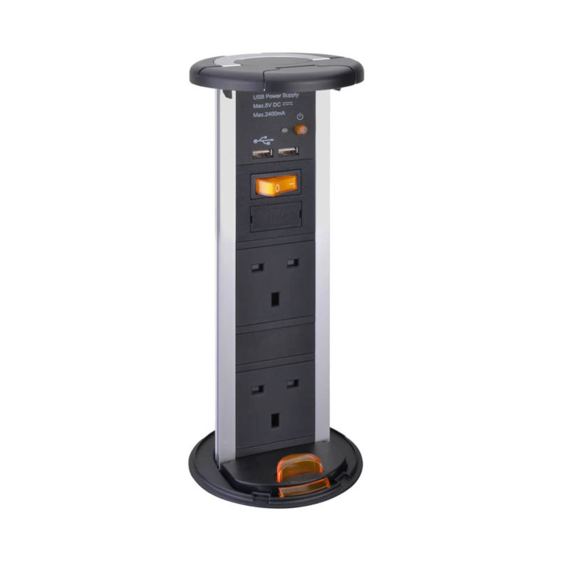 Waterproof – Pop up socket with 2 Socket & Dual USB-A charger