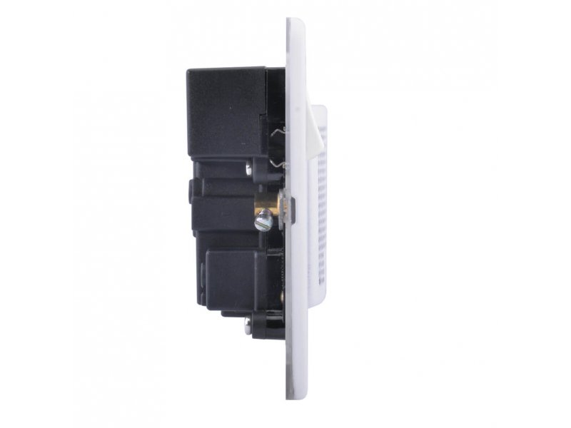 Slimline Screwless 2 gang 13A switched socket with USB (2.4A) and Bluetooth audio (TWS Function)