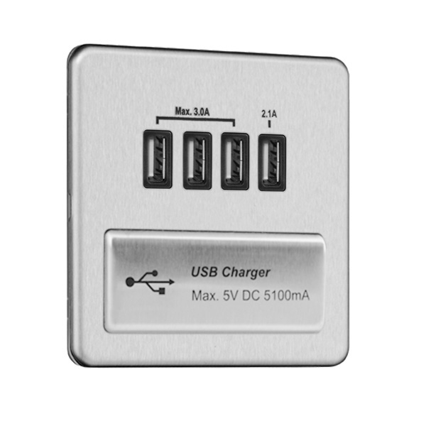Flat Plate Screwless 45 AMP Cooker Switch Socket Outlet with Dual USB Charger (2.1A)