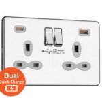 Slimline Screwless 2G Socket with Dual USB Quick Charger (4A – Type A + Type C)