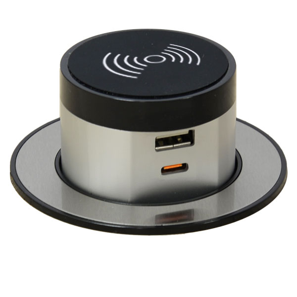 Wireless Pop Up Charger with USB-A and USB-C Outlets (Single USB-C Quick Charger)