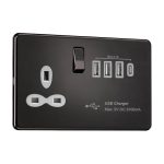 Slimline Screwless 13A Switched Socket with Quad USB A+C Charger – MAX. 5.1A