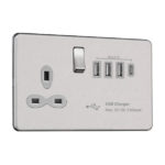 Slimline Screwless 13A Switched Socket with Quad USB A+C Charger – MAX. 5.1A