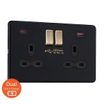 Slimline Screwless 2G Socket with Dual USB Quick Charger (4A – Type A + Type C)