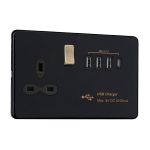 Slimline Screwless 13A Switched Socket with Quad USB A+C Charger – MAX. 5.1A