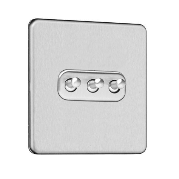 Slimline Screwless 3 Gang Toggle Switch